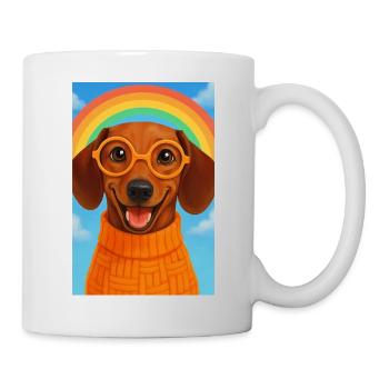 Happy Dog with Glasses and Rainbow - Mug - white - Right