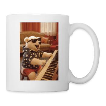 Bär im Sternen-Hoodie mit Sonnenbrille - Tasse - Weiß - Rechts