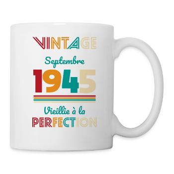Anniversaire 80 ans - Vintage - Septembre 1945 - Mug blanc - blanc - Droite