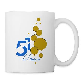 Logo stylisé de La Marne avec bulles dorées - Mug blanc - blanc - Droite