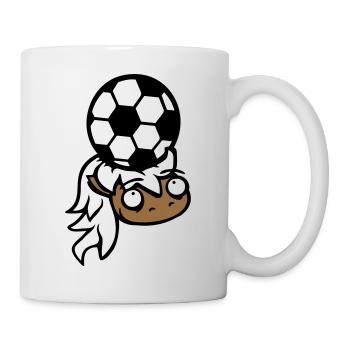Pferd Fußball Ball spiel Kopfball Verein Fan Hobby - Tasse - Weiß - Rechts