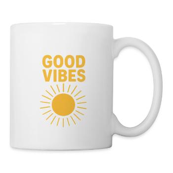 Positive Sonnenstrahlen Design für Kleidung - Tasse - Weiß - Rechts