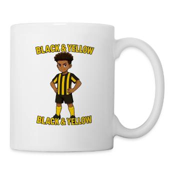 Schwarz-Gelb Spieler-Design für Kinder - Tasse - Weiß - Rechts