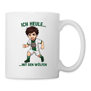 Kämpferischer Junge mit Wolf-Motiv - Tasse - Weiß - Rechts