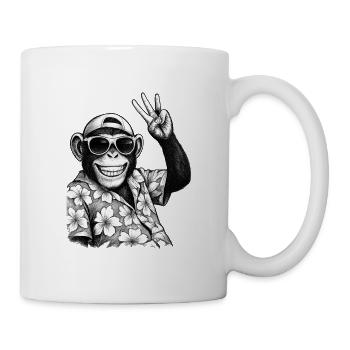 Summer Vibes - Singe avec chemise hawaïenne et lunettes de soleil - Mug blanc - blanc - Droite