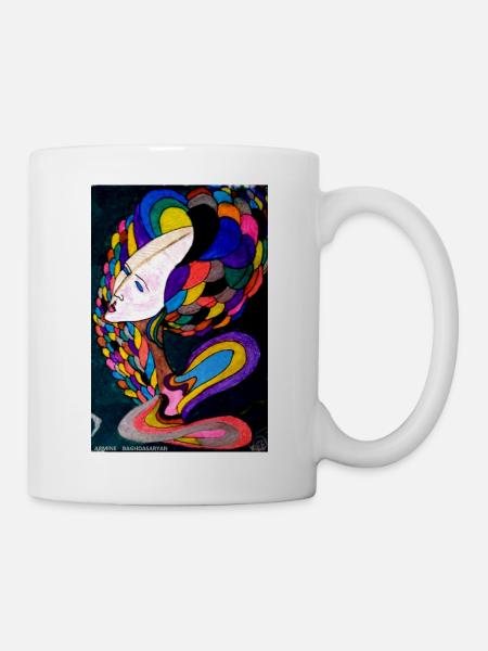 Buntes mystisches Porträt - Tasse - Weiß