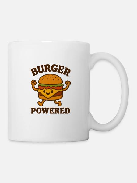 Burger Power Cartoon Design - Tasse - Weiß
