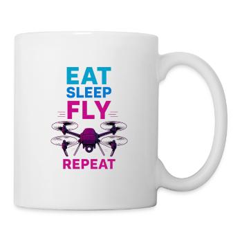 Eat Sleep Fly Repeat – Neon Drohnenpilot Routine - Tasse - Weiß - Rechts