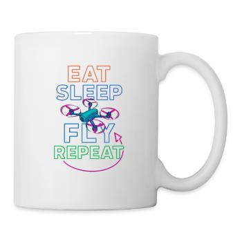 Eat Sleep Fly Repeat – Drohnenpiloten Routine - Tasse - Weiß - Rechts