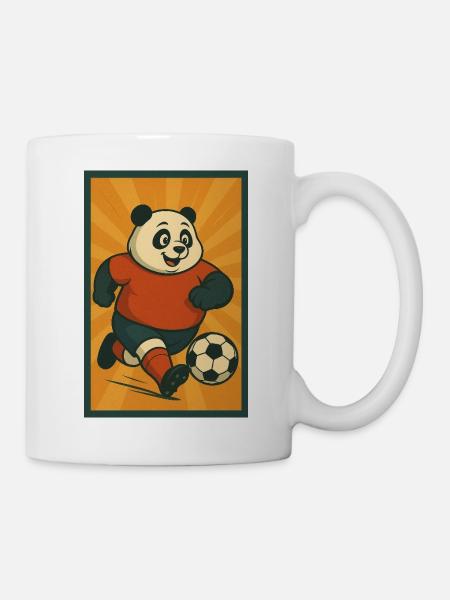 Dynamischer Fußballpanda - Tasse - Weiß