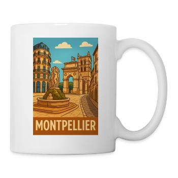 Der Brunnen von Montpellier und die historische Architektur - Tasse - Weiß - Rechts