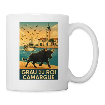 Camargue-Bulle Grau Vom König zur aufgehenden Sonne - Tasse - Weiß - Rechts
