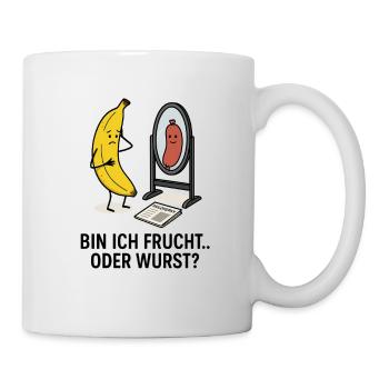 Banane Wurst Spiegel Sinnkrise Schönheit - Tasse - Weiß - Rechts
