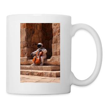 Un astronaute jouant du violoncelle dans des ruines antiques - Mug blanc - blanc - Droite