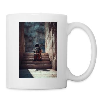 Astronaut Playing Cello on Ancient Stairs - Mug - white - Right