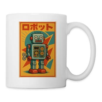 ROBOT Retro Blech Spielzeug Kunstdruck in japanischem Katakana - Tasse - Weiß - Rechts