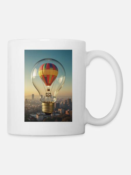 Heißluftballon in der Glühbirne - Tasse - Weiß