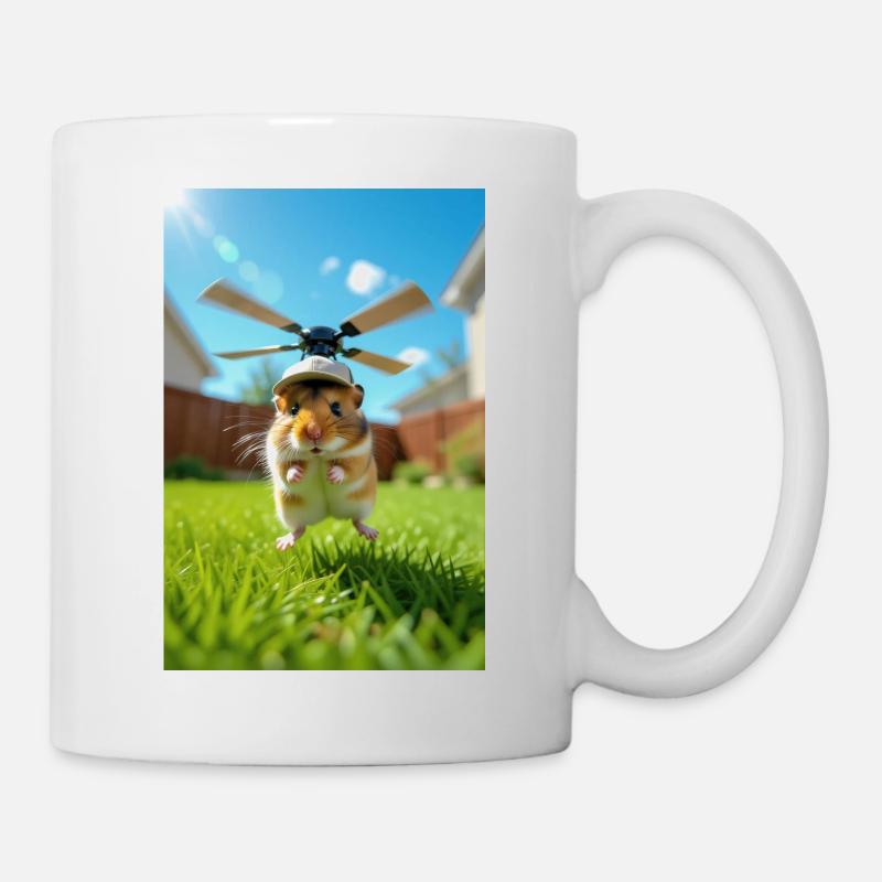 Hamster pilot in a helicopter - Mug - white