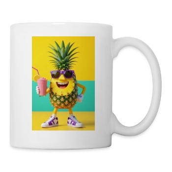 Jazzy Pineapple with Glasses and Smoothie - Mug - white - Right