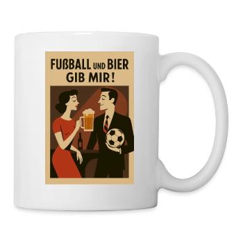 Farbiger Fußball und Biergeist Druckdesign - Tasse - Weiß - Rechts