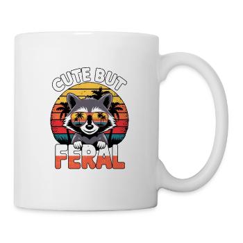 Mignon mais sauvage raton laveur Rétro coucher de soleil - Mug blanc - blanc - Droite