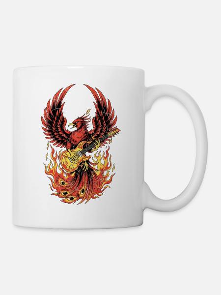 Fiery Eagle Guitare Rock Design - Mug blanc - blanc