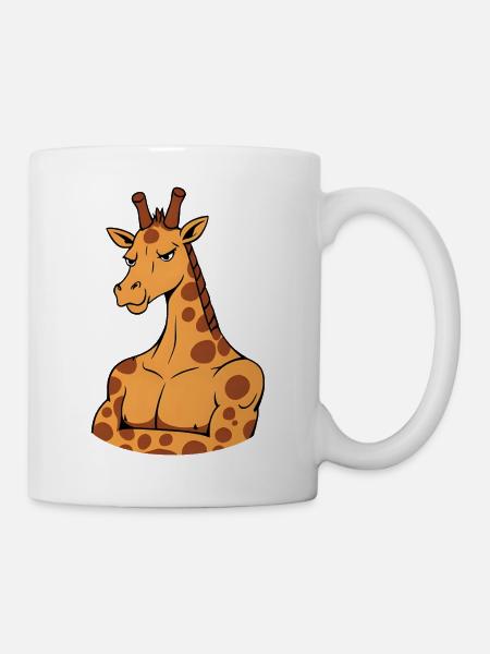 Giraffe mit Muskeln - Lustiges Comic Tier Fitness - Tasse - Weiß