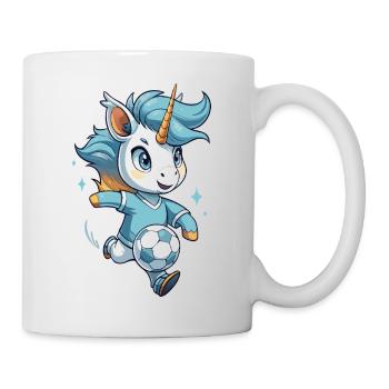 Einhorn Fußball Fan Design - Tasse - Weiß - Rechts