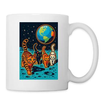 Cosmic Cats Lunar Adventure, Cats on the Moon - Mug - white - Right