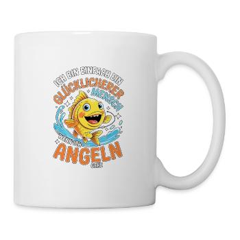 Happy Angler – Funny Cartoon Fish T-Shirt - Mug - white - Right