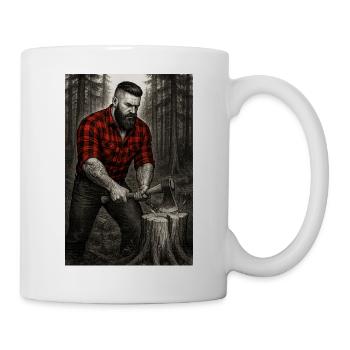 Lumberjack in the forest - Mug - white - Right
