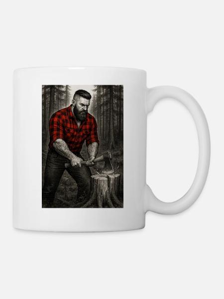 Lumberjack in the forest - Mug - white