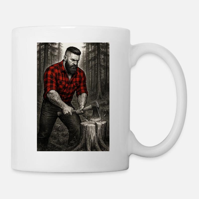 Lumberjack in the forest - Mug - white