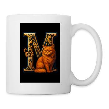 M – Magical ornament with a fierce cat - Mug - white - Right