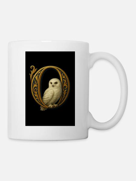O – Magisches Ornament mit Schneeeule - Tasse - Weiß