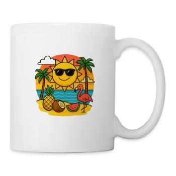 Sunny tropical design with flamingo - Mug - white - Right