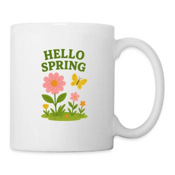 Spring awakening with flowers and butterfly - Mug - white - Right