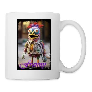 Bunter Puppenmonster mit witzigem Design - Tasse - Weiß - Rechts