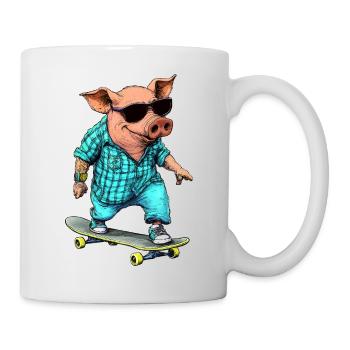 Cochon patineur - Mug blanc - blanc - Droite