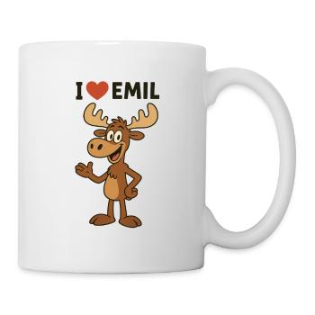 Humorvoller Elch mit Herz und Text - Tasse - Weiß - Rechts