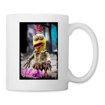 Illustration de poupée expressive représentant un personnage poubelle - Mug blanc - blanc - Droite