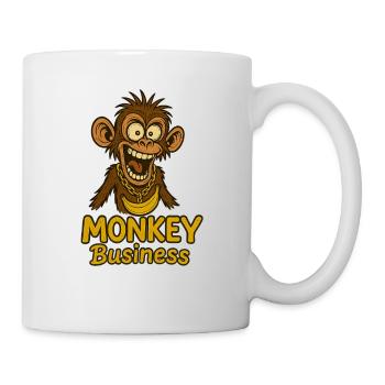 Lustiger Affe mit Kettchen und Banane - Tasse - Weiß - Rechts