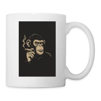 Affe mit Zigare Kunstdruck - Tasse - Weiß - Rechts