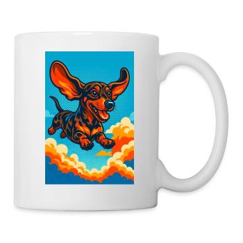 Vibrant Flying Dachshund Illustration - Mug - white - Right