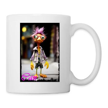 Buntes Punk-Vogel-Design für Kinder Puppe - Tasse - Weiß - Rechts