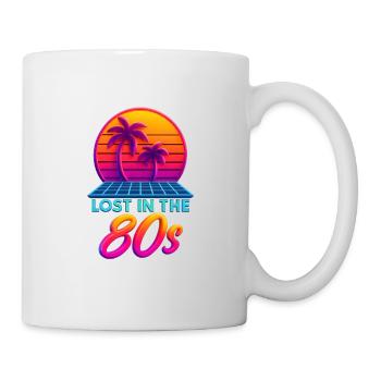 Neon 80er Retro Sonnenuntergang - Tasse - Weiß - Rechts