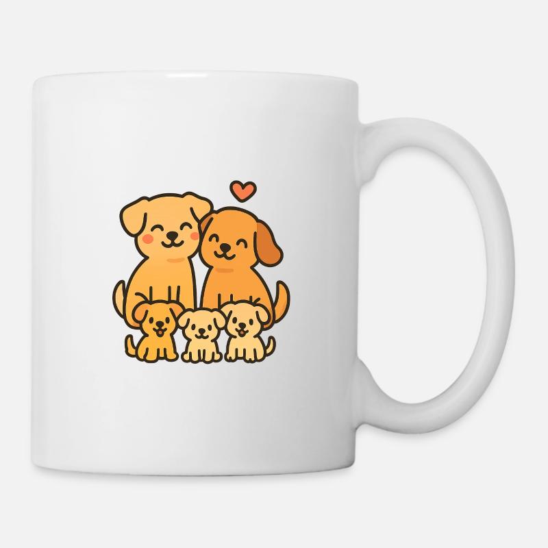 Verspielte Hundefamilie Illustration - Tasse - Weiß