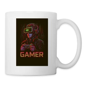 Neon Gamer Virtual Reality Bild - Tasse - Weiß - Rechts