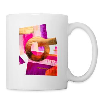 Abstraktes Design mit Gold, Pink und Lila - Tasse - Weiß - Rechts