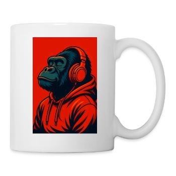 Gorille en sweat à capuche avec écouteurs - Mug blanc - blanc - Droite